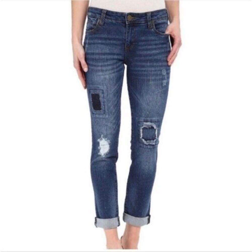 KUT FROM THE KLOTH Women’s Medium Wash Distressed Catherine Boyfriend Jeans Size